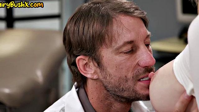 Stunning hairy beaver fucked by doctor while her BF watches