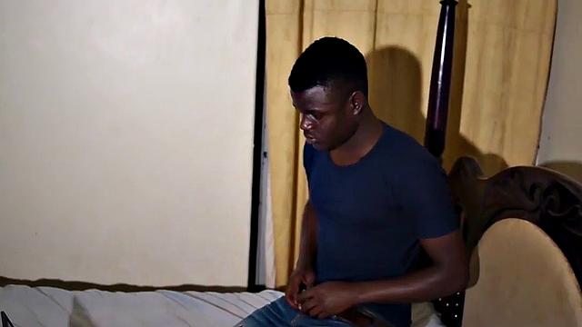 Athletic Nubian masturbating on the bed solo