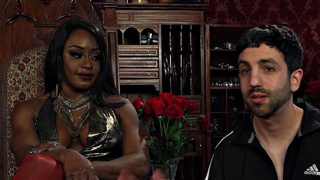 Black femdom suspending and pegging male sub