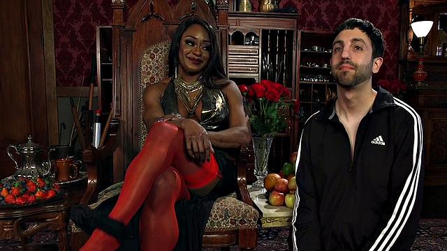 Black femdom suspending and pegging male sub