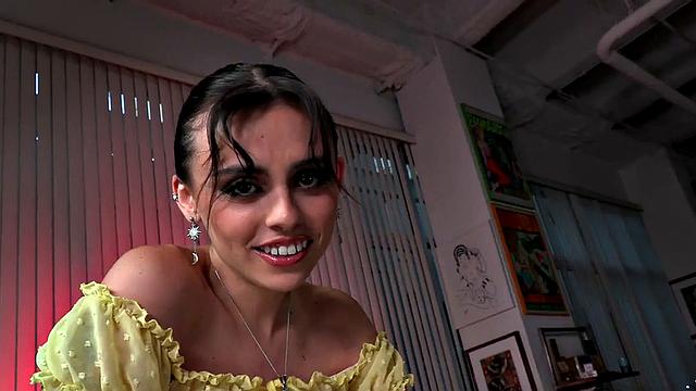 Amateur tattooed 21yo wanks oiled cock in dirty talk POV