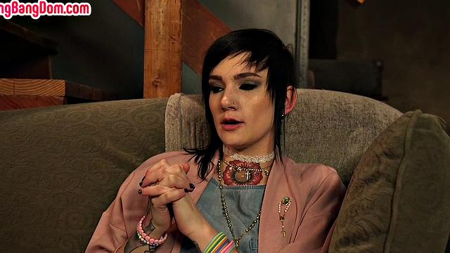 Tattooed gangbanged bitch gets holes filled