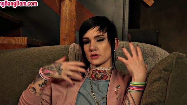 Tattooed gangbanged bitch gets holes filled