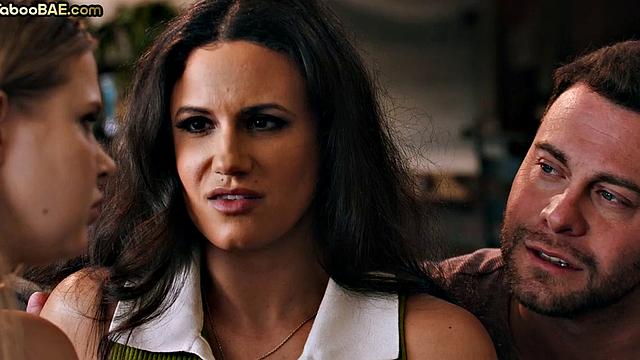 Petite babe sharing cock in 3some with MILF