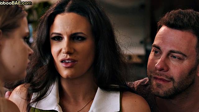 Petite babe sharing cock in 3some with MILF