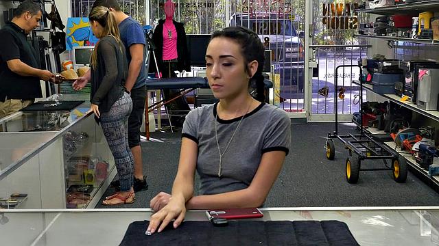 Brunette teen gets her tight pussy pounded in doggystyle POV and takes a cum facial