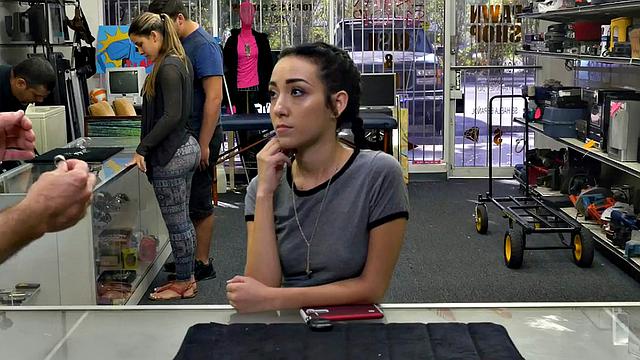 Brunette teen gets her tight pussy pounded in doggystyle POV and takes a cum facial