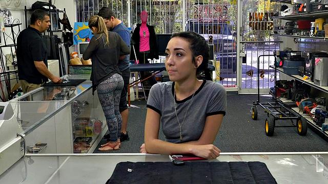 Brunette teen gets her tight pussy pounded in doggystyle POV and takes a cum facial