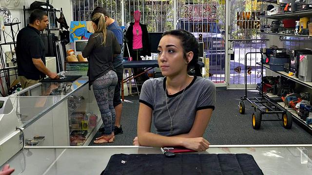 Brunette teen gets her tight pussy pounded in doggystyle POV and takes a cum facial