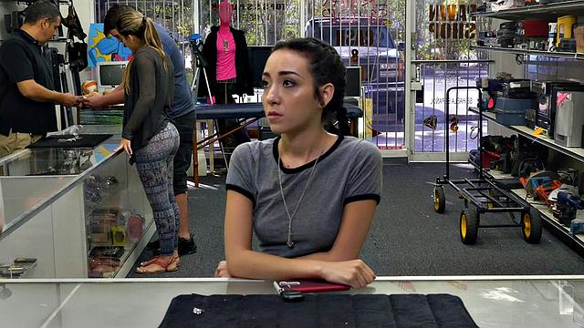 Brunette teen gets her tight pussy pounded in doggystyle POV and takes a cum facial