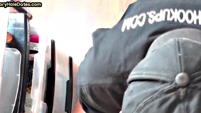 POV gloryhole DILF sucks cock in homemade closeup