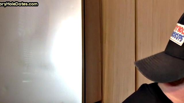 POV gloryhole DILF sucks cock in homemade closeup