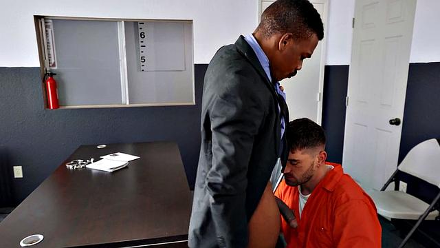 IR prisoner barebacks BBC dude till huge cumshot ending