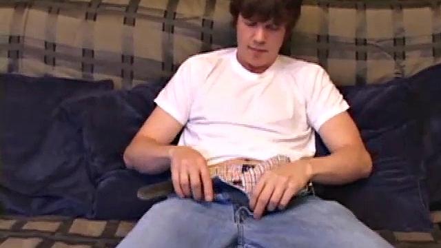 Matthew Matters wants a handjob, so he unzips his jeans and out pops that monster cock. He strokes himself awhile, before asking for some help and in no time he pumps out a messy cum load onto his belly and licks it up.