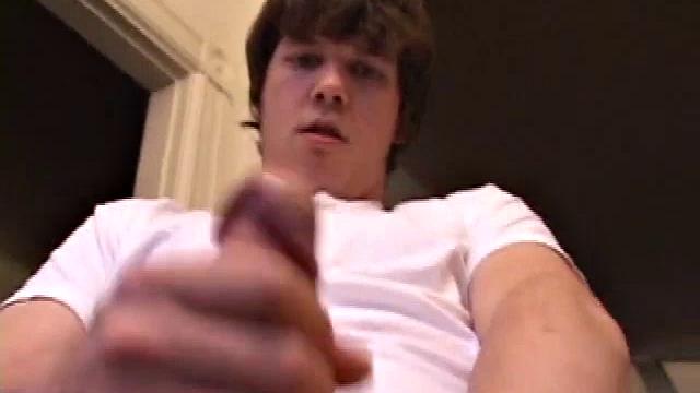 Matthew Matters wants a handjob, so he unzips his jeans and out pops that monster cock. He strokes himself awhile, before asking for some help and in no time he pumps out a messy cum load onto his belly and licks it up.