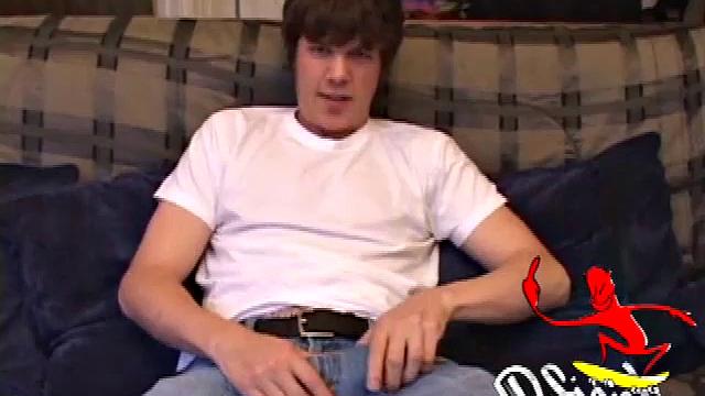 Matthew Matters wants a handjob, so he unzips his jeans and out pops that monster cock. He strokes himself awhile, before asking for some help and in no time he pumps out a messy cum load onto his belly and licks it up.