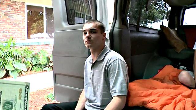 Amateur fooled stud fucks gay twink in bus till cumshot