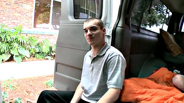 Amateur fooled stud fucks gay twink in bus till cumshot