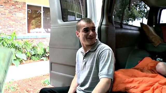 Amateur fooled stud fucks gay twink in bus till cumshot