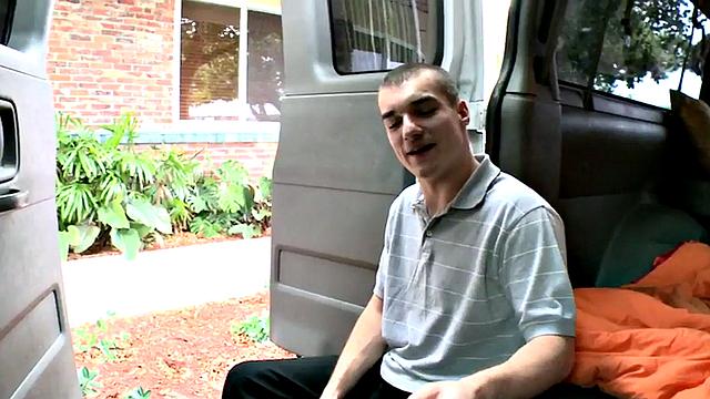 Amateur fooled stud fucks gay twink in bus till cumshot