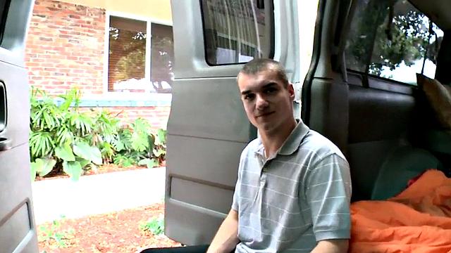 Amateur fooled stud fucks gay twink in bus till cumshot