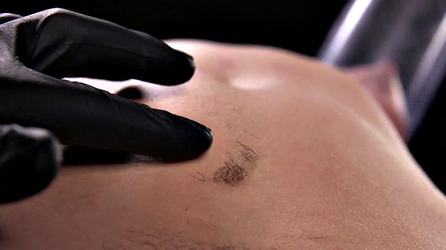 BDSM sub with vacuumed boobs suffers pussy pulling