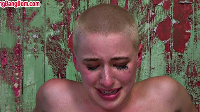 Shavehead woman gangbanged