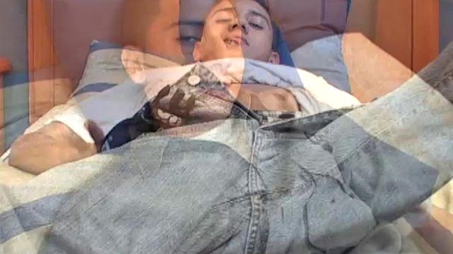 Cute Latin twink Tomas treats us to solo jerk off where he strips naked on the bed and works up his big boner. We get a good look at his asshole as he fingers himself, and then Tomas goes to work stroking that big uncut cock of his.