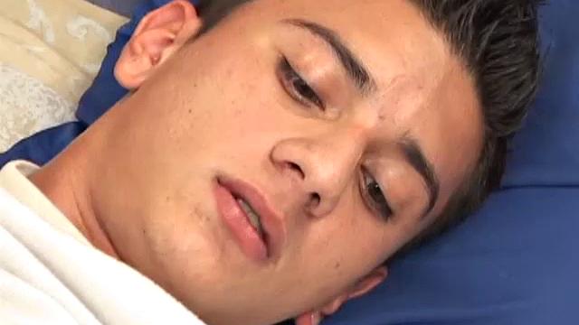 Cute Latin twink Tomas treats us to solo jerk off where he strips naked on the bed and works up his big boner. We get a good look at his asshole as he fingers himself, and then Tomas goes to work stroking that big uncut cock of his.