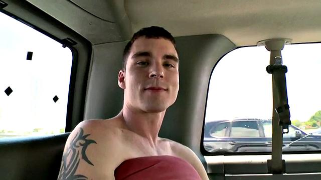 Straight amateur stud fucks gay stud in pickup for money