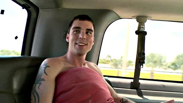 Straight amateur stud fucks gay stud in pickup for money