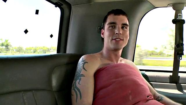 Straight amateur stud fucks gay stud in pickup for money