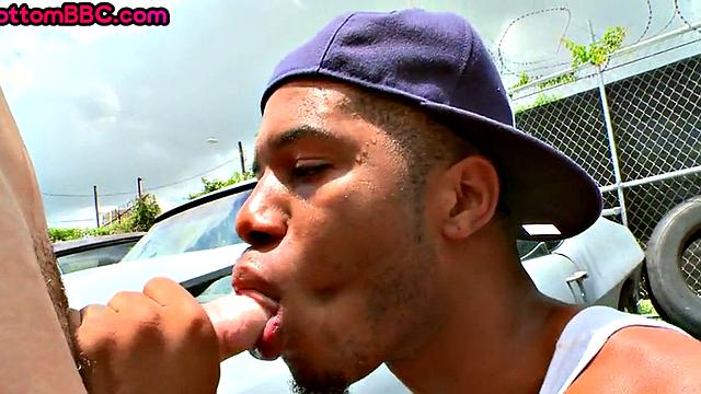 Public Ebony stud picked up and paid for outdoor sex