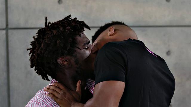 Ripped hunk kissing before bareback in erotic couple
