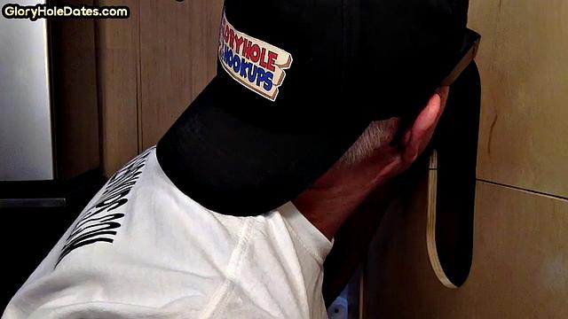 Mature gaydaddy eats black gloryhole rod at home