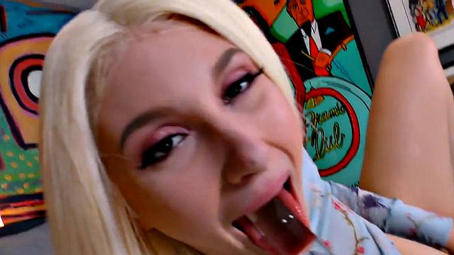 POV busty cocksucking babe spoils with her warm pussy