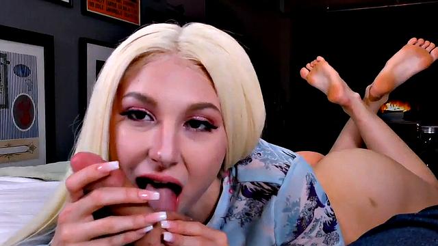 POV busty cocksucking babe spoils with her warm pussy