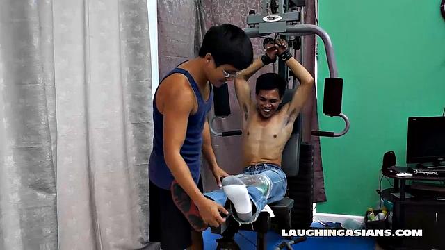 Ricky Tickles Feet On The Gym