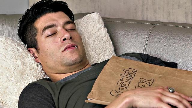 Blonde with tattoos and piercings gives a kinky titjob in the skirt and doggystyle