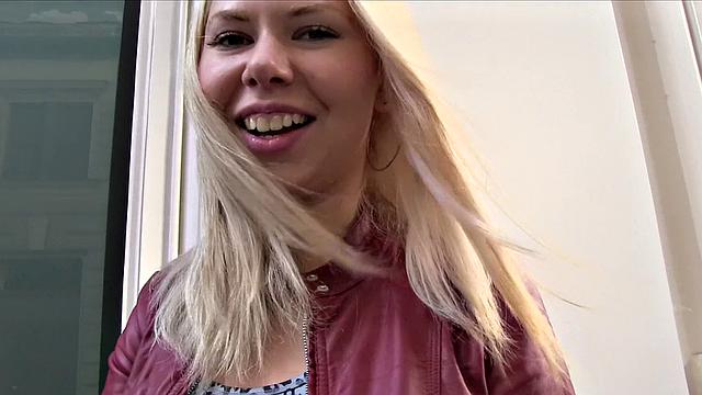 Blonde Russian loves stranger's big cock
