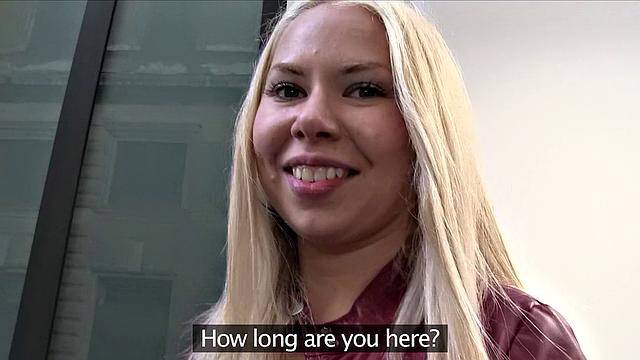 Blonde Russian loves stranger's big cock