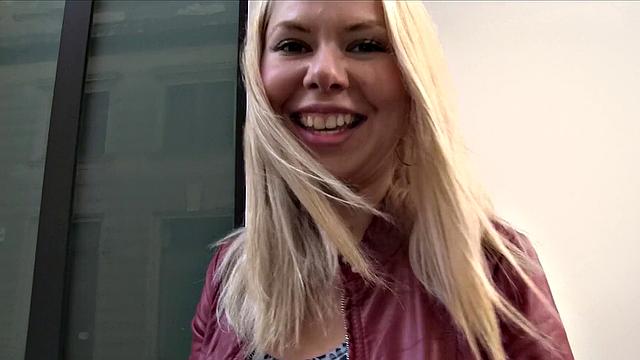 Blonde Russian loves stranger's big cock