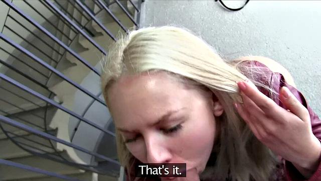 Blonde Russian loves stranger's big cock