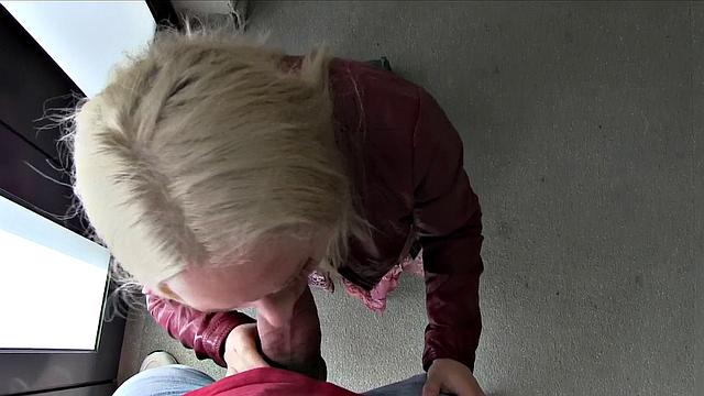 Blonde Russian loves stranger's big cock