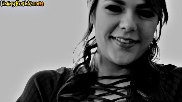 Stockings bushy babe cockriding