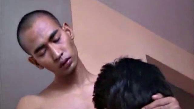 This Asian guy visits a restaurant and the waiter takes his order, fully clothed, but returns wearing an apron. The customer and waiter slip into a more private area to satisfy his hunger.