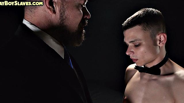 Skinny submissive twink bareback fucked by DILF