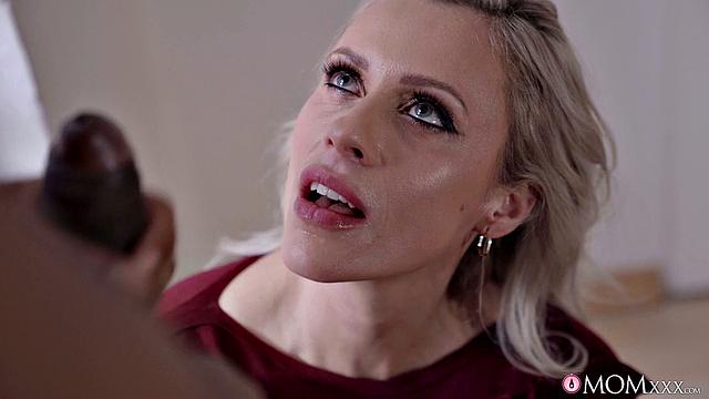 Blonde MILF joins black couple