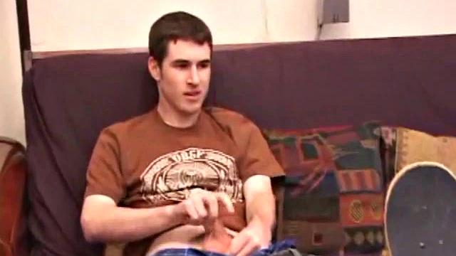 Brian Barrett pulls out his dick and starts stroking. Soon a large anal sex toy approaches from off camera and penetrates Brian's hole. After inserting a second dildo, Brian blows his load.