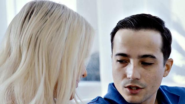 Bigbooty MILF riding a nerds cock on the sofa while dirtytalking